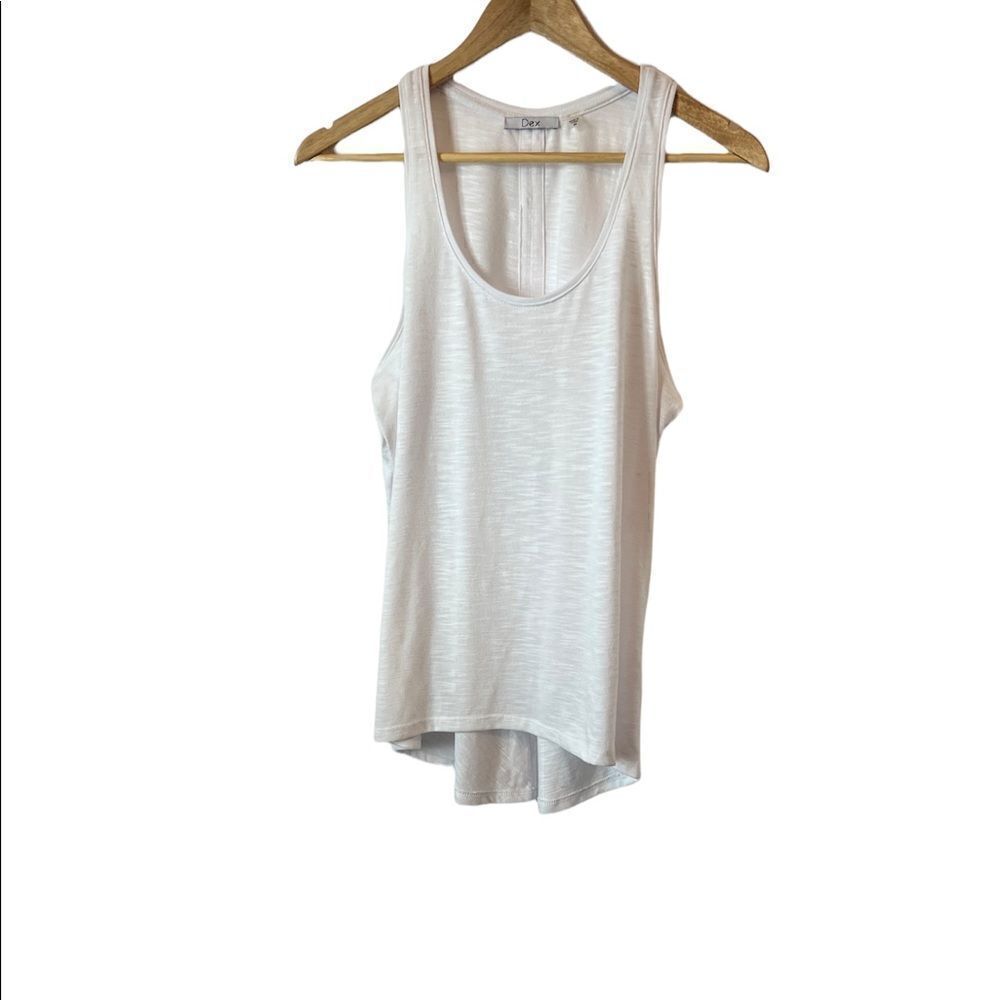 DEX White Racerback Lightweight Slit Back Casual Tank Top M